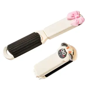 2PCS Portable Folding Hair Brush with Mirror Cartoon Mini Airbag Comb Anti-Static Hairbrush for Travel Compact Stylish Accessory