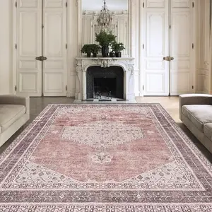 Vintage Boho Style Rug, 1 Count Moroccan Style Non-slip Durable Rug, Decorative Carpet for Home Living Room Bedroom Kitchen, Bohemian Style Rugs