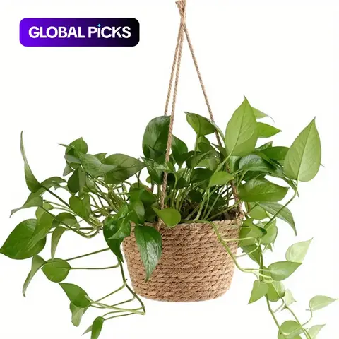 Garden Hanging Planter, Macrame Jute Rope Woven Plant Hanger, Indoor Outdoor Flower Pot Holder, Home Decor Accessories, Hanging Planters For Outdoor Plants, Patio Hanging Planters #GLOBAL PICKS