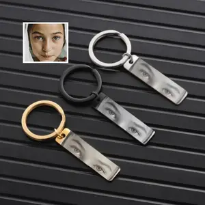 Personalized Human Eyes Keychain, Engraved Your Eyes Photo keychian for Him/Her,'I with You' keyring,Birthday Gift,Gift for Boyfriend,Lover