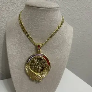 Cadena Cubana 20 Inch with Centennial Pendant Laminated in 14k Gold for Daily Wear
