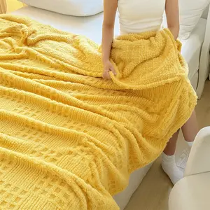 Beautiful Waffle Design Leisure Blanket, Thin Style for All Seasons, Super Soft Home Decoration Blanket, Lightweight, Fluffy Blanket, Classic Pattern, Multi-color Optional, Cozy Blanket for Bed, Sofa, Throw Blanket, Soft Comfy Blanket