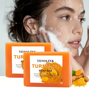 YESOLINK Turmeric Soap Bar with Kojic Acid Vitamin C Retinol Collagen & Hyaluronic Acid for Cleansing Skin Repair Body Care Product
