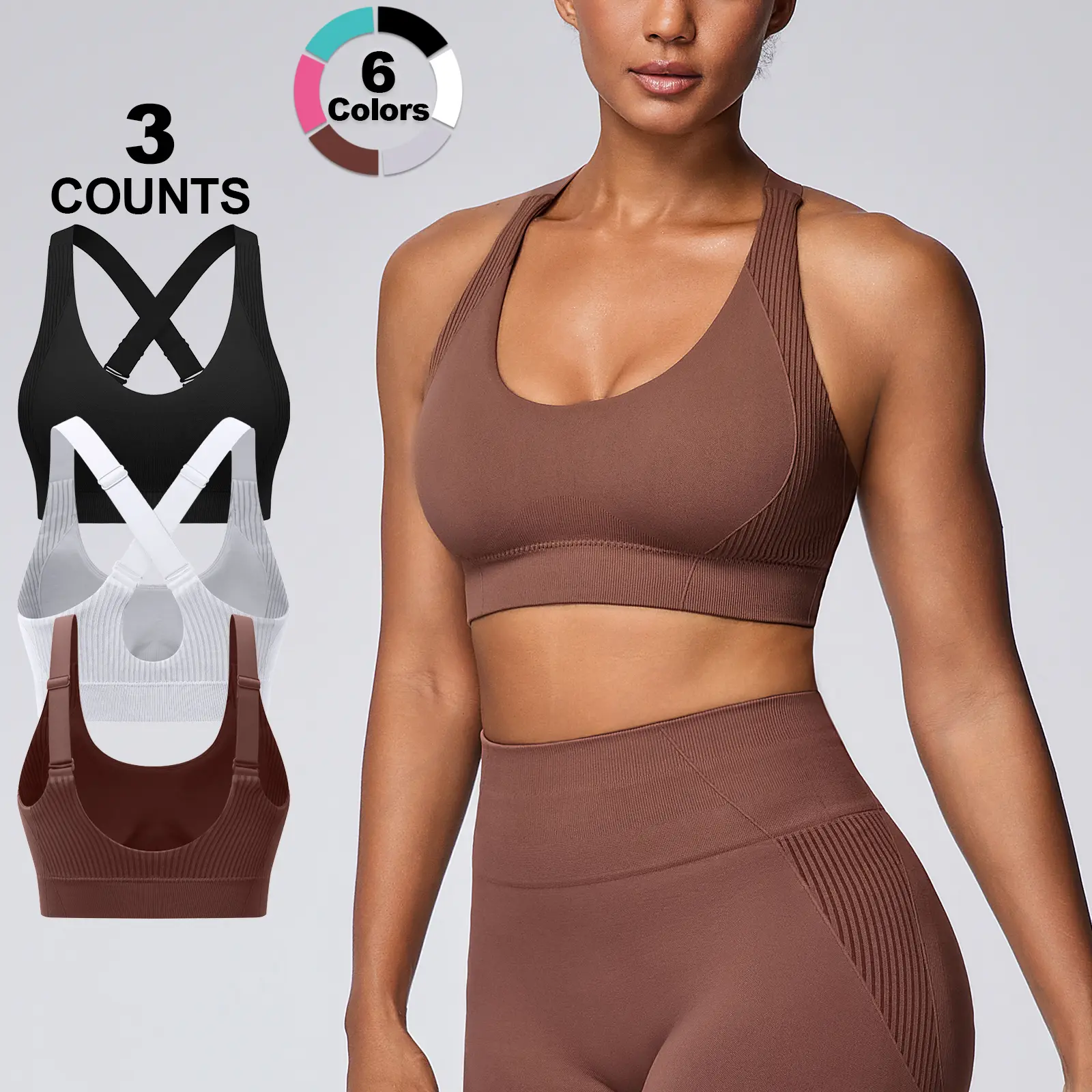 High Impact Sports Bra for Women,Crisscross Back with Adjustable Straps,Padded Seamless Push Up Workout Bra for Running Yoga Sporty Breathable Bras Sportswear Bra