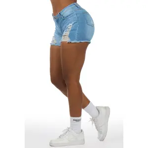 Jannete Light Wash Distressed Denim Short