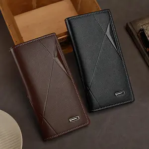 Men Genuine Leather Wallet Long RFID Blocking Trifold Money Clip Card Holder Cash Bag