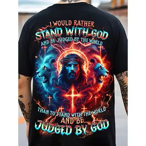 Men’s Oversized Christian Faith T-Shirt – God’s Choice Print Plus Size Tee, Soft Casual Y2K Street Style Shirt for Church & Christian Gifts