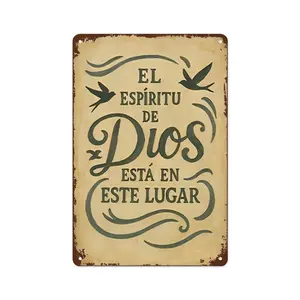 20x30cm Retro Spanish Christian Aluminium Metal Sign - Rustproof Hanging Decorative Plaque, Farmhouse Home Decor Gift, Church Gifts Indoor-Outdoor Wall Art