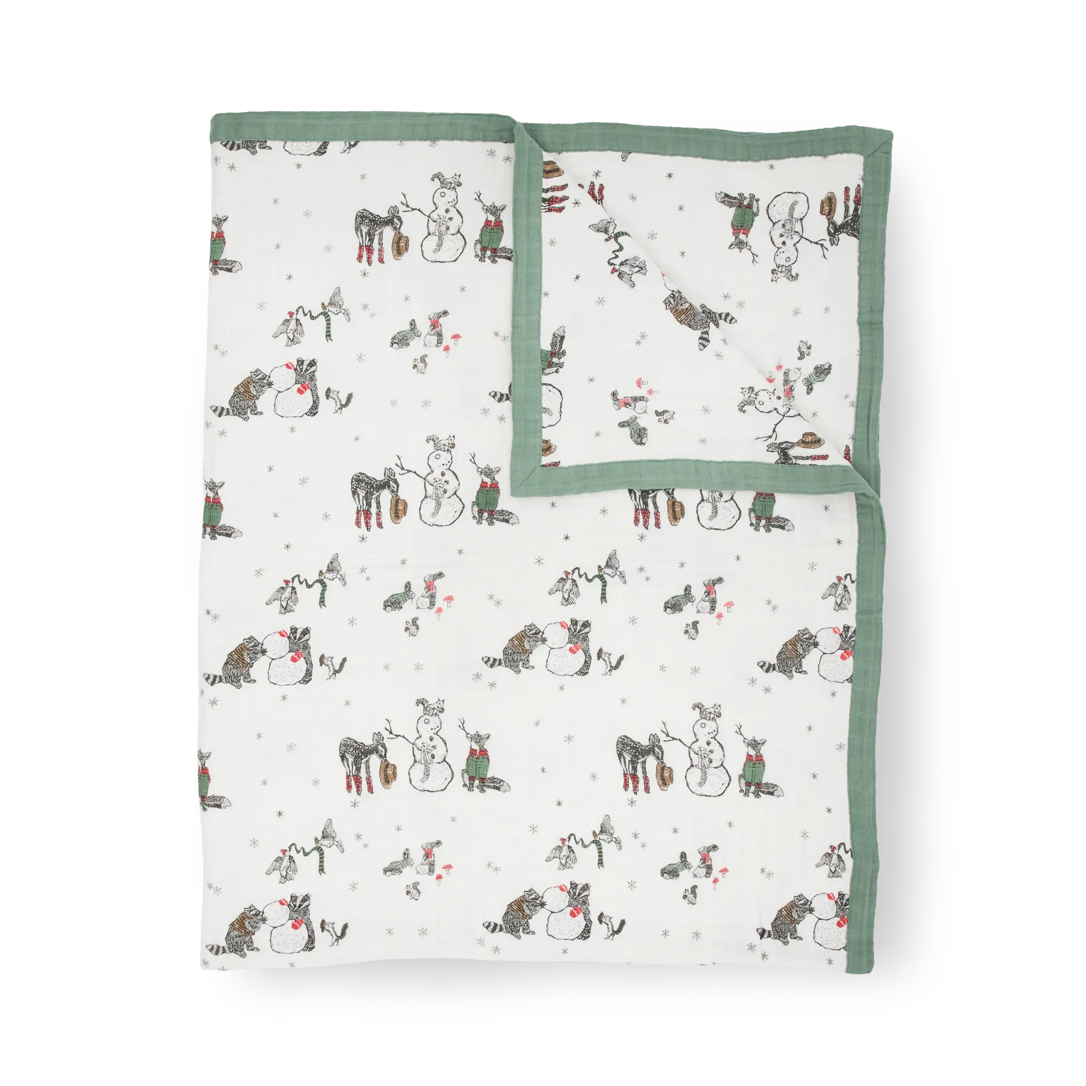 Cotton Muslin Quilted Throw - Snow Day