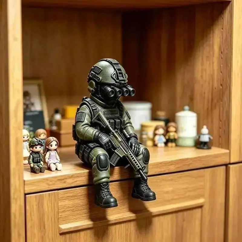 Compact Military Statue Figurine, Fully Equipped Special Forces Figure With Night Vision Gear, Unique Collectible Desk Decor, Gift For Military Fans, Minifigure