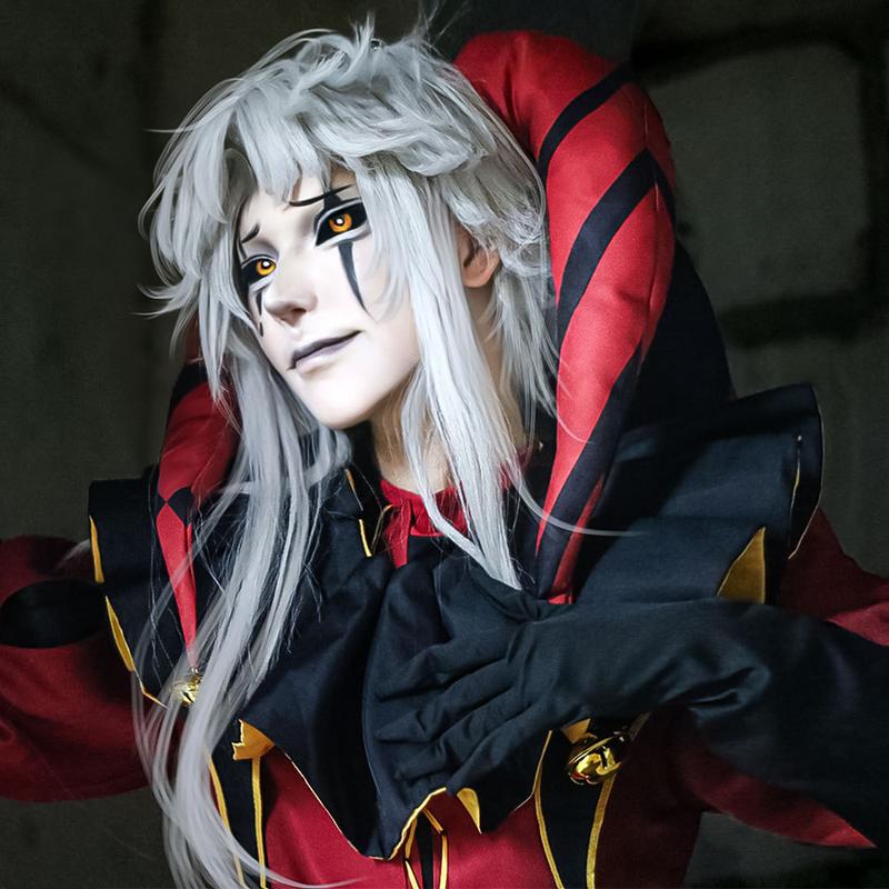 Pierrot the Clown Full Costume Set for Halloween Cosplay, Circus Party Outfit with Accessories for Men and Women