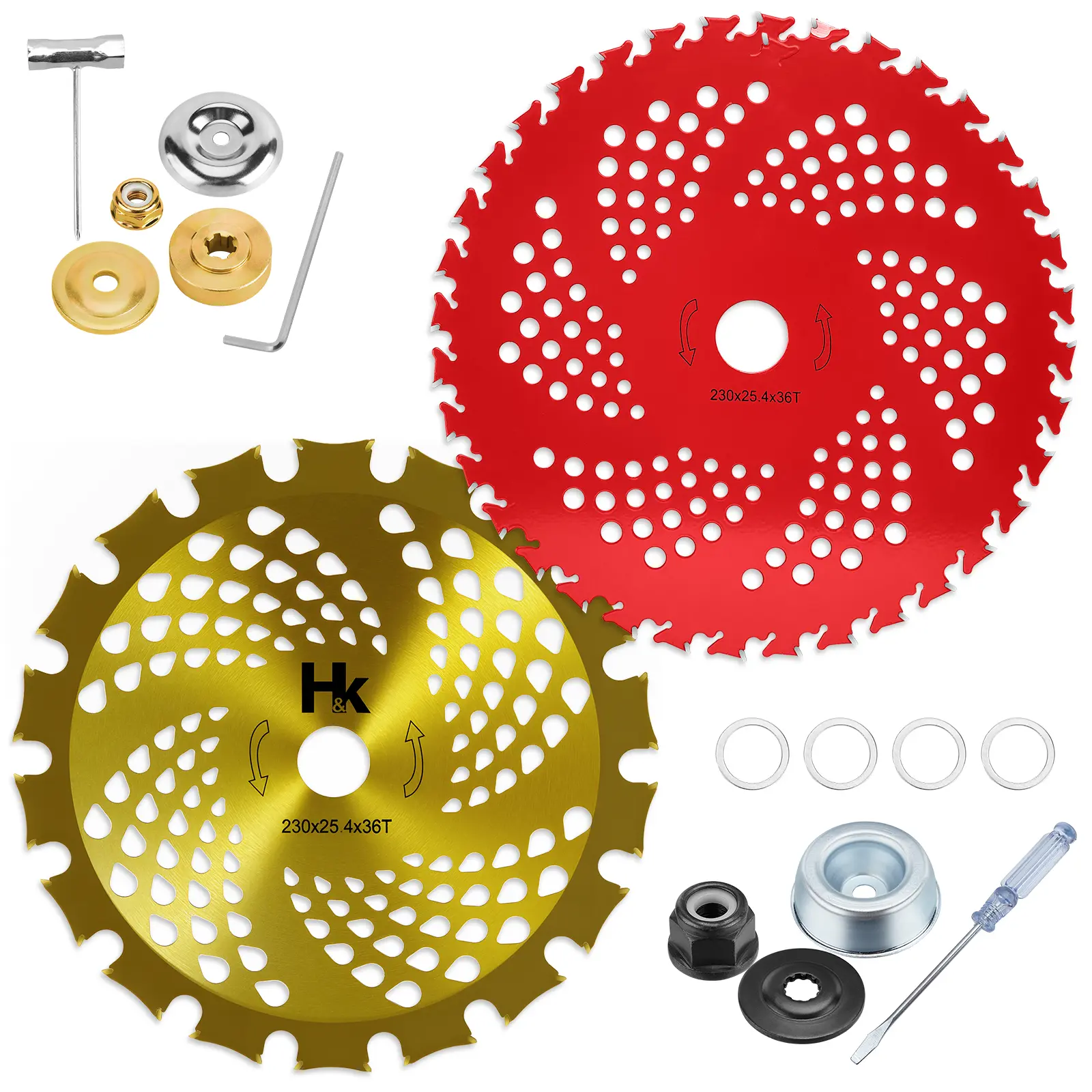HK 2 Pack 9" x36T Carbide Tip Brush Cutter Blades Weed Eater Blades for Brush Cutter, Trimmer, Weed Eater, Compatible with Husqvarna, Stihl, Fsx, and More