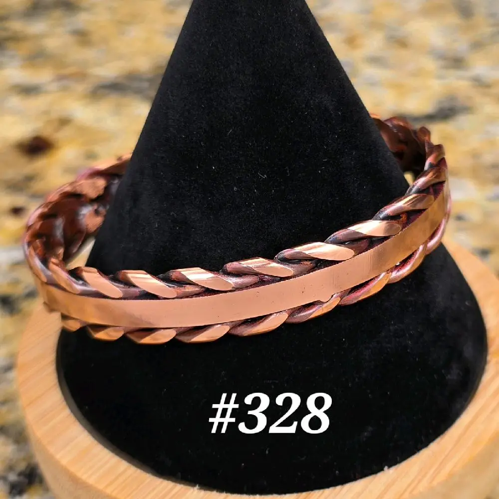 #328 Pure Copper 6 3/8" x 1/2" Hand-Woven Cuff Bracelet Handmade Artisan Jewelry Unisex Gift Ready Open Cuff Design Comfortable Sturdy Stylish