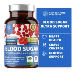 Number One Nutrition Blood Sugar Ultra Support - 60 Veg Capsules for Heart Health & Glucose Control - All Natural Formula with Cinnamon & Mulberry - Made in USA