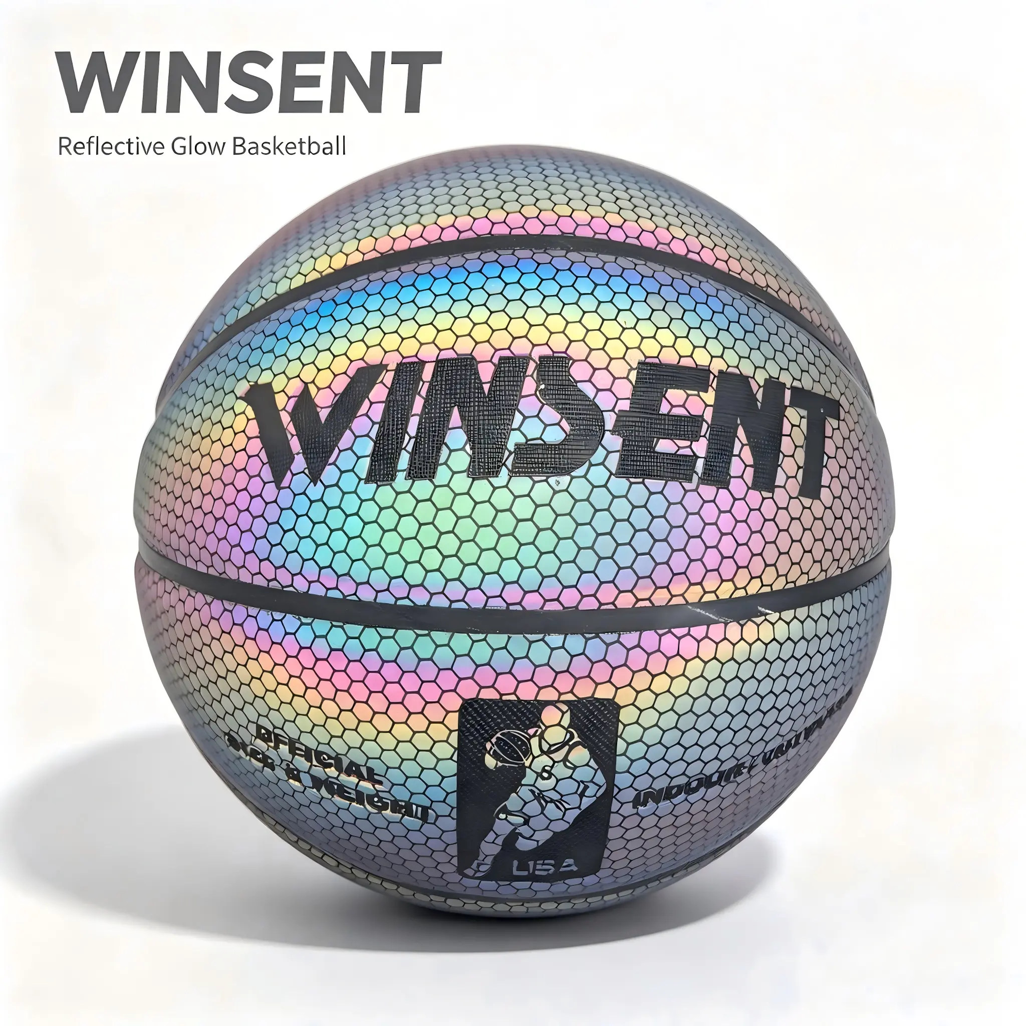 Reflective Basketball That Glows Under Lights hoop chain net shotput ball noiseless