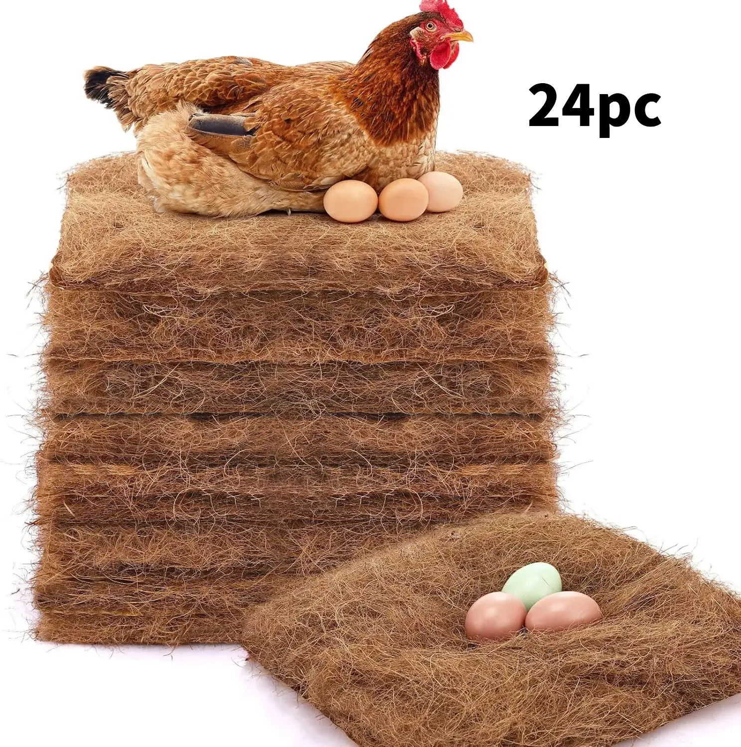 Washable Coconut Fiber Chicken Nesting Pad - Soft Hen Egg-Laying Mat, Chicken Accessories for Egg Warmth & Breakage Prevention