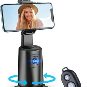 Auto Face Tracking Tripod 360° Rotating Auto Tracking Phone Stand, No App, Phone Camera Stand with Remote and Gesture Control, Rechargeable Smart Shooting Stand for Live Video Recording Tiktok Selfie Smartphone Cellphone
