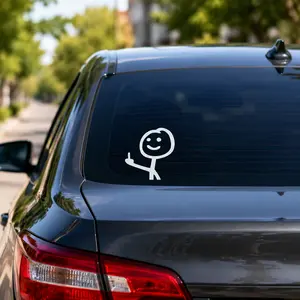 Daily Commute Humor | Sarcastic Middle Finger Stick Figure Car Stickers - Funny Vinyl Decals for Auto Windows, Cars & Trucks