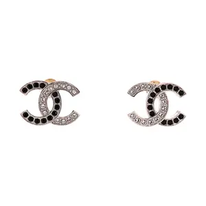 Pre-owned Chanel CC Stud Earrings Metal with Crystals by Rebag