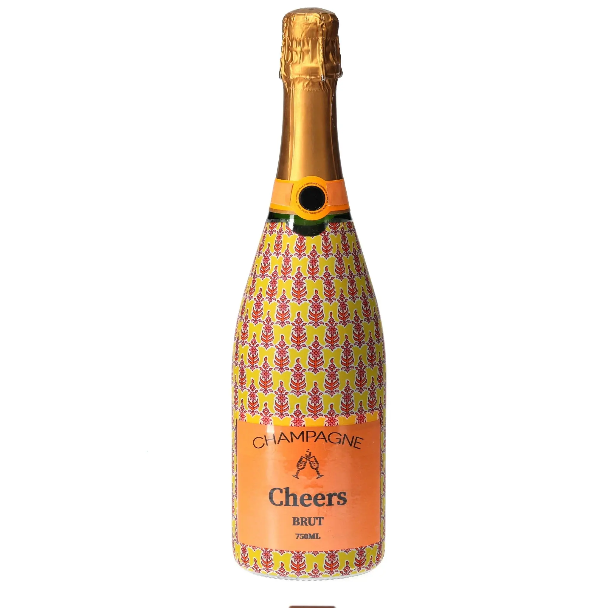 Wrap Indian Blockprint Yellow Leaf Champagne Bottle Wrap
