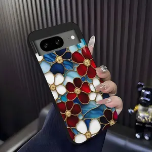 Cottagecore Aesthetic! Handcrafted stained glass floral case for Google Pixel 8, vintage art style shockproof cover — 975 outdoorfun