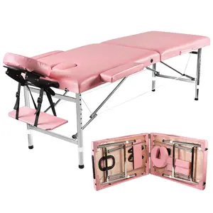 Professional Portable 24" Wide Folding Massage Table — Adjustable Pink Esthetician Bed with Tool-Free Setup, 551 lbs Capacity for Massage, Tattoo & Beauty Services