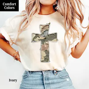 Camo Patch Cross Comfort Colors T-Shirt | Christian T-shirt | Camo Design Tee | Trendy Christian Shirts