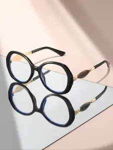 Large Round Fashion Mirror, Luxury Women's Accessory, Non-Prescription Glasses, Stylish Glasses, Face-Shaping Frame, Durable Plastic, All Seasons, Fashion Frames