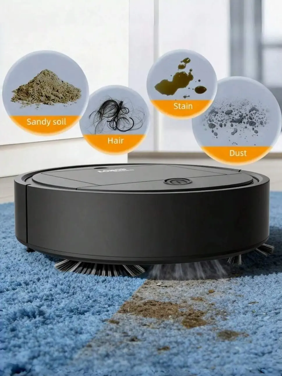 3-In-1 Robot Vacuum Cleaner And Mop Combo, USB Rechargeable, Strong Suction, 60 Min Runtime, Slim & Quiet Design, Suitable For Pet Hair, Hard Floors & Daily Cleaning, Auto-Direction Mop, Pet Hair Cleaner | Robot Vacuum Cleaner | USB Rechargeable