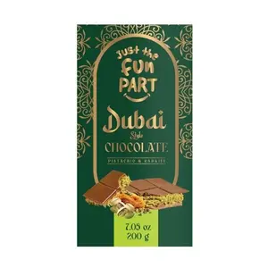 Just The Fun Part Dubai Style Chocolate Bar - Creamy Glossy Pistachio & Kadaifi Filled Treat - 7.05 oz 200 g - Elegant Modern Snack