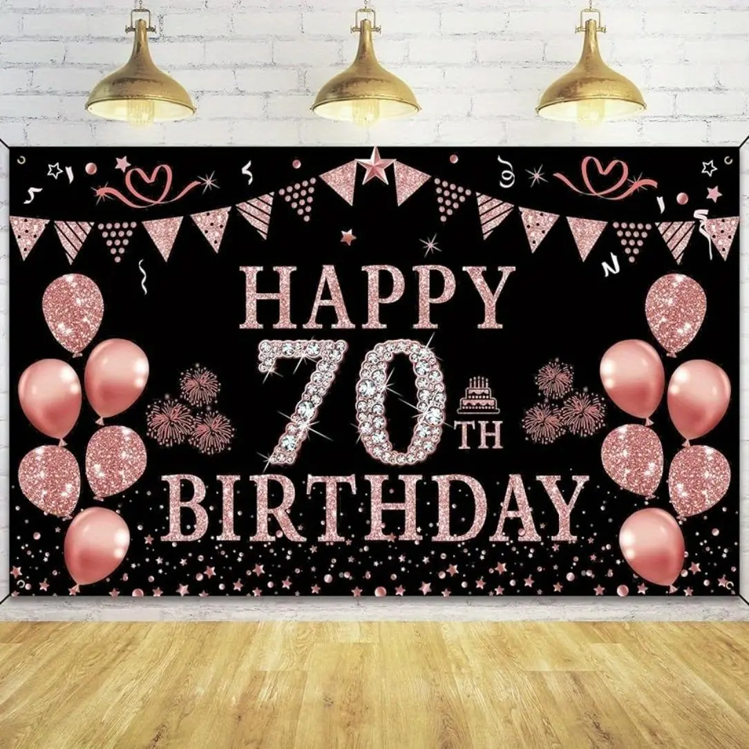 70th Birthday Party Decoration, Happy 70th Birthday Banner, Party Decorations Banners, Decorative Banner, Birthday Party Background, Birthday Backdrop, Party Supplies, Photography Supplies, Home Decor, Ornaments