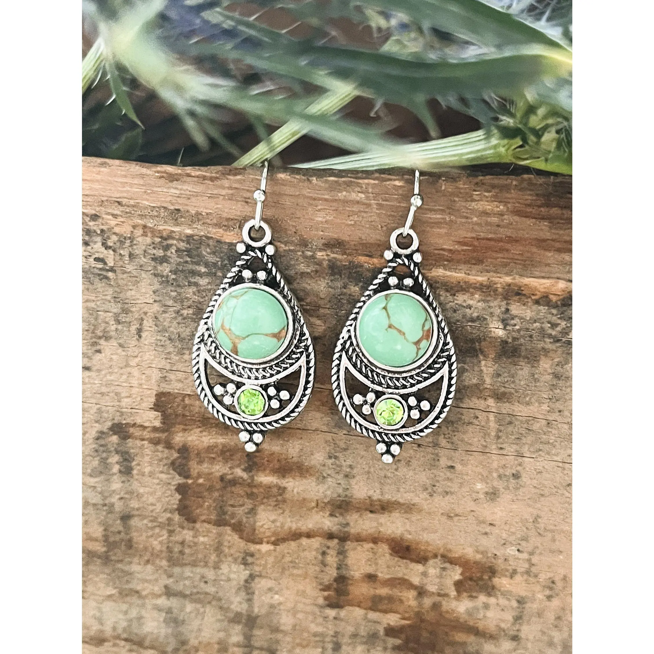 Beautiful Green and Silver Drop Earrings