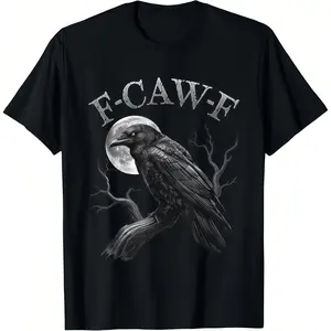 100%25 cotton Black Crow, F-Caw-F Funny Black Bird moon Gothic Adult Humor T-Shirt