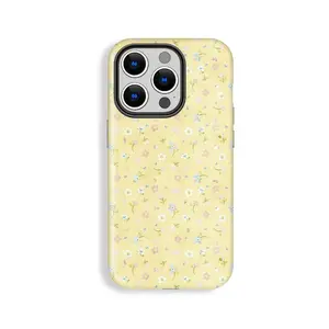Rustic Butter Small Floral Texture Pattern Phone Case, Spring Style, Shockproof, Double Shell Anti-drop, Wear Resistant, Phone Case Suitable for Iphone 11/12/13/14/15/16/17 Pro Promax Plus Air