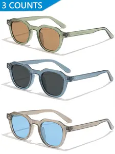 Unisex Vintage Square Frame Sunglasses, Trendy Casual Sunglasses for Travel Use, Fashion Accessories for Outdoor Activities, Sunglasses for Men