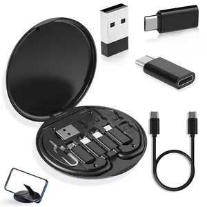 USB-C Hub Adapter Kit Compact Portable Multi-Function for Travel Daily Use with Charging Data Cables SIM Ejector Pin HDMI USB-C Hub SD Card Reader
