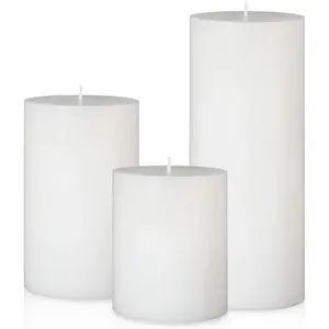 Set of 3 Different Sizes White Pillar Candles, Unscented Dripless 2.75x3, 2.75x4, 2.75x6 Inch Cylinder Column Wax Long Burning Candles for Home Power Outage Emergency Dinner Table Decoration