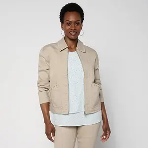 DG2 by Diane Gilman Legacy Stretch Rhinestone-Pocket Zip-Up Jacket