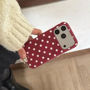 Double-Layer Magnetic Polka Dot Protective Phone Case Casing for Apple iPhone Series, Stylish Women's Mobile Cover, Simple Design