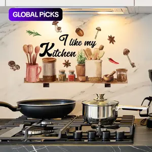 Kitchen Utensil Graphic Decorative Sticker, Wall Decal, 1 Set DIY Removable Wall Sticker, Self-Adhesive Wall Decor, Kitchen Decor, Adhesive Stickers