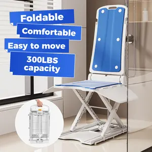 Electric Chair Lift - Floor Lift for Elderly Falls, Support Up to 308 LB, IPX8 Waterproof Bath Lift, Foldable & Wireless Rechargeable Design, Quick-Rise Assist for Elderly & Disabled