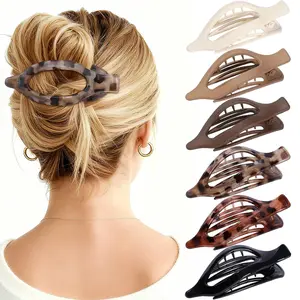 Flat Hair Clips for Women - 6 PCS French Flat Claw Clips Medium for Girls Large Hair Claw for Thick or Thin Strong Hold No Slip Hair Accessories for women (Transparent)