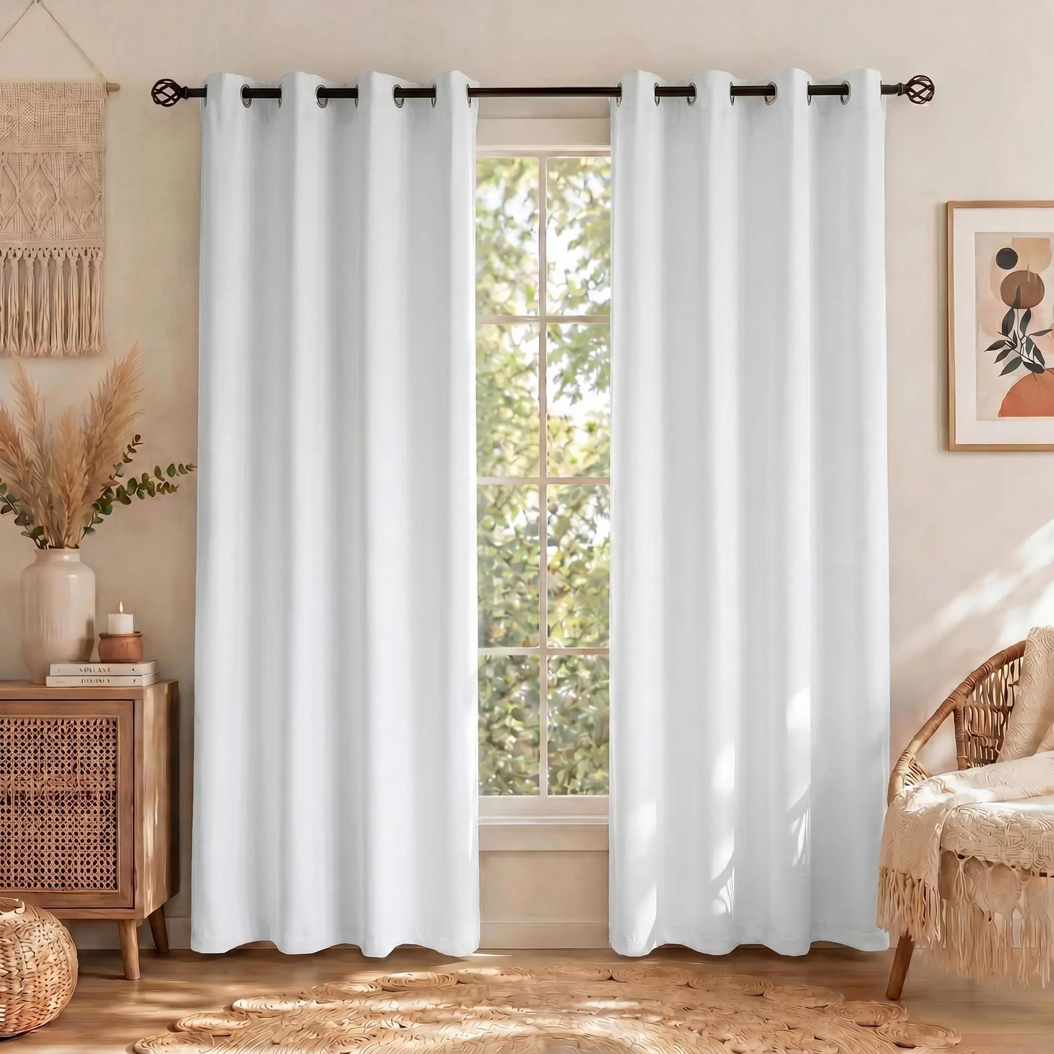 2-Panel Polyester Thermal Insul. Blackout Grommet Curtains (52"x84"), Heavy Light-Blocking Vintage Bedroom Decor Drapes, Household Window Cover, Summer Gift #SummerVibes FT2599 QF222