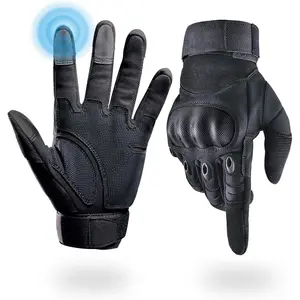 Tactical Gloves for Men, Shooting & Motorcycle Gloves with Hard Shell Knuckle Protection & Leather Palm for Airsoft Motorcycle Cycling Paintball Sports Climbing Training Hunting
