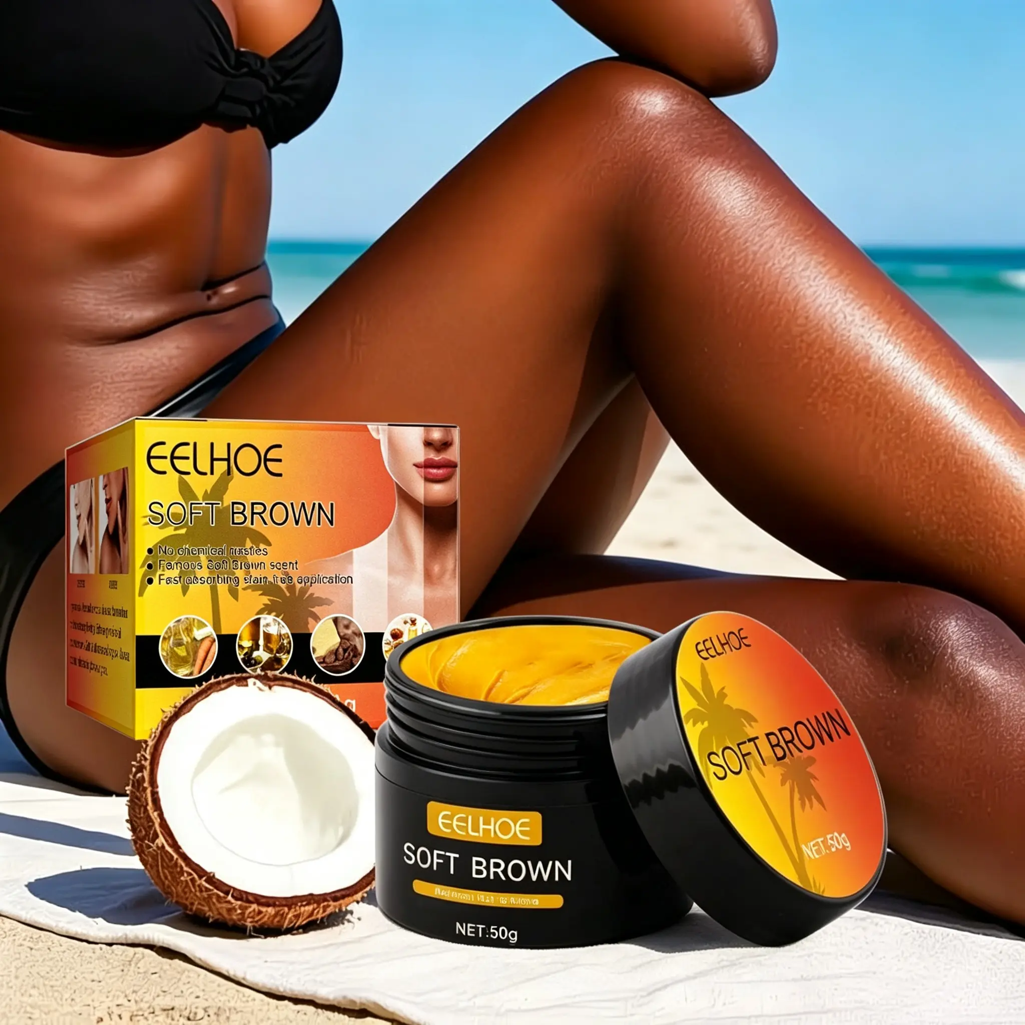 Long-lasting Tan Cream, Gradual Natural Bronzing Sunless Tanner, Streak-Free Hydrating Bronze Glow, Clean Vegan & Cruelty-Free Non-Sticky Formula, Summer & Beach Tan Accelerator, Natural Bronzer Skin Care for Women & Men, Suitable for All Skin Types summe