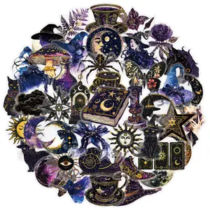 50pcs Witch Transparent PET Stickers, Office Supplies and Notebook Accessories, Suitable for Scrapbooks, Diaries, Laptops, Water Bottles, Cars, Etc., Featuring Designs Based on Faith.