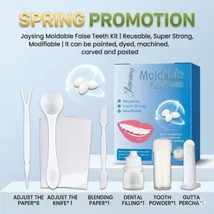 Moldable False Teeth DIY Kit, Denture Reline Kit with Gutta Percha & Dental Powder, Easy-to-Repair Temporary Tool for Missing Teeth & DIY Vampire Fangs