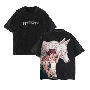 Princess Mononoke San & Wolf Vintage Washed Tee | Studio Ghibli-Inspired Unisex T-Shirt | Forest Spirit Animecore Streetwear | GhibliFest2025 Edition