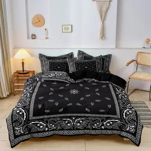 Mandala Floral Bohemia Pattern Duvet Cover Set, 3 Counts/set Including 1 Duvet Cover & 2 Pillowcase without Filler, Soft Comfortable Bedding Set for Home Bedroom