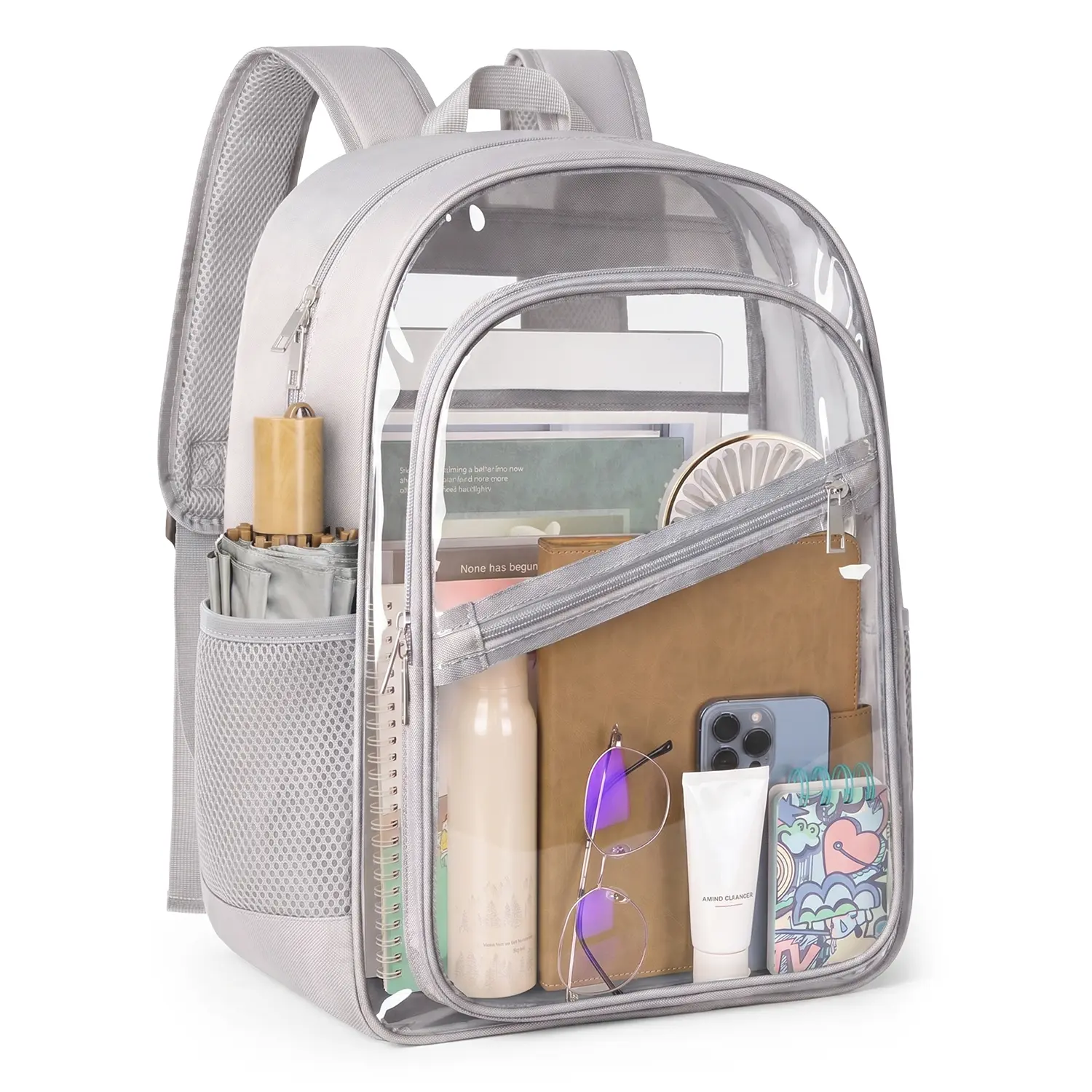 Clear Backpack with Multi Pockets, Large Capacity, 4-Layers See Through PVC Schoolbag, Comfortable Padded Straps for School, Work, Vacation, Outdoor Activities and Security Check